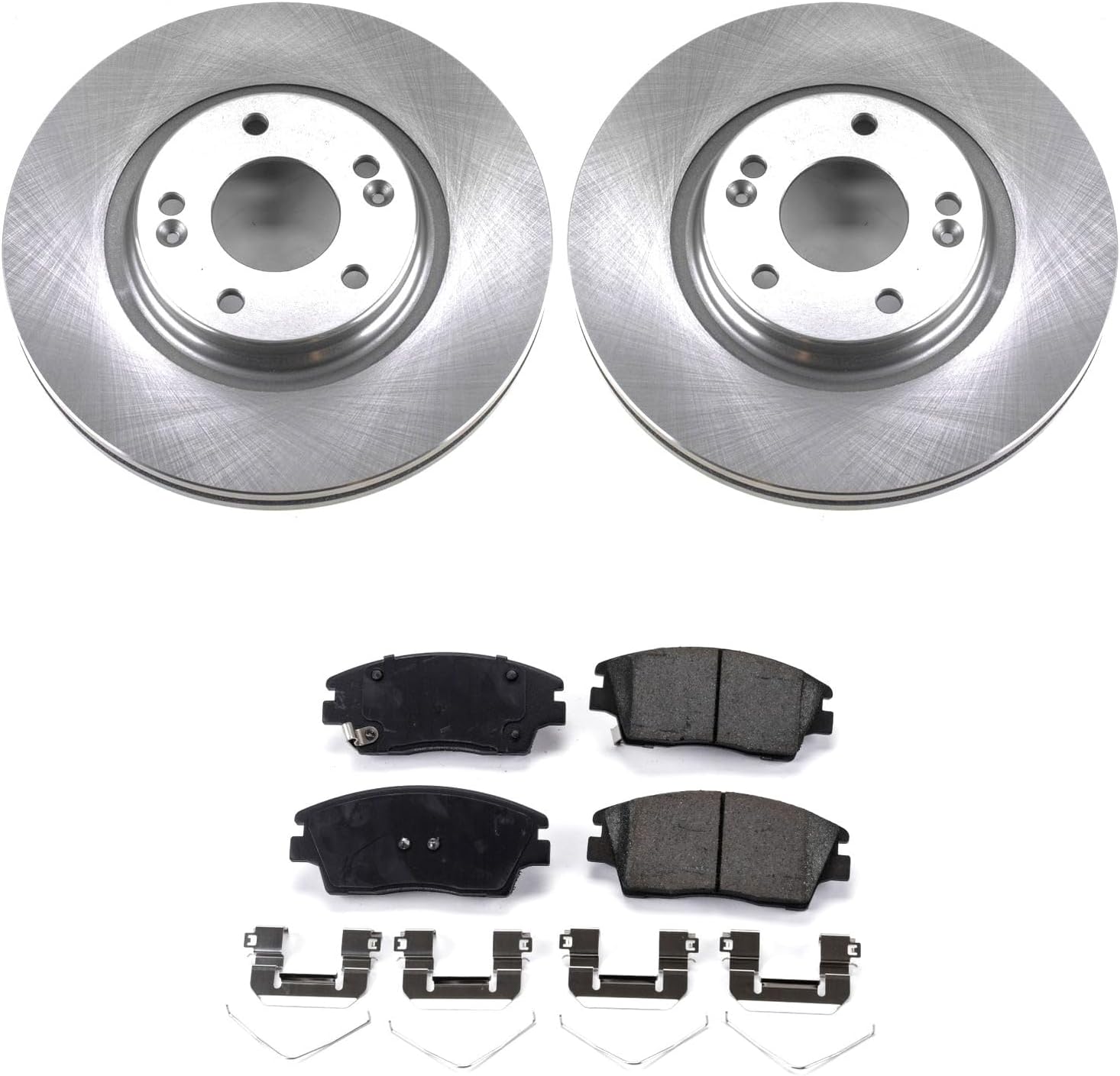 PowerStop Front Brake Kit for Hyundai Elantra 2017-20 |Tucson 2016-21 |Kia Sportage 2017-22 - Z17 Ceramic Brake Pads & Disc Rotors Replacement, KOE7355
