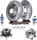 Detroit Axle - Front Wheel Bearing Hubs Brake Kit for 2014-2019 Nissan Rogue, Drilled & Slotted Brake Rotors Ceramic Brake Pads Wheel Bearing Hubs Replacement : 12.60 inch Front