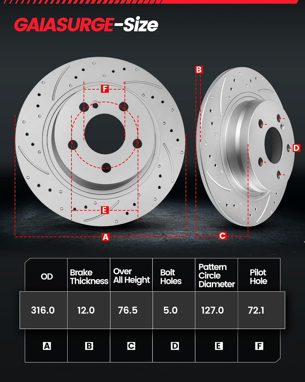 Brake Pads And Rotors Kit Compatible With 2007-2017 Jeep Wrangler, 2018 Wrangler JK, Rear Automotive Replacement Brake Kits Drilled And Slotted Rotors Geomet 316mm(12.4in) 53041 D1274-8390