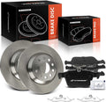 A-Premium 11.81 inch (300mm) Rear Solid Disc Brake Rotors + Ceramic Pads Kit Compatible with Select Volkswagen and Audi Models - Jetta 2019-2023, Golf, Tiguan, Q3, TT Quattro, Arteon, 6-PC Set