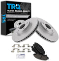 TRQ Front Ceramic Brake Pad and Rotor Set Coated Compatible with 2014-15 Mazda 3 2.5L L4, 2016 Mazda 3 2.5L L4 with 295mm Diameter Front Rotors, 2017-18 2016-18 CX-3 All Wheel Drive