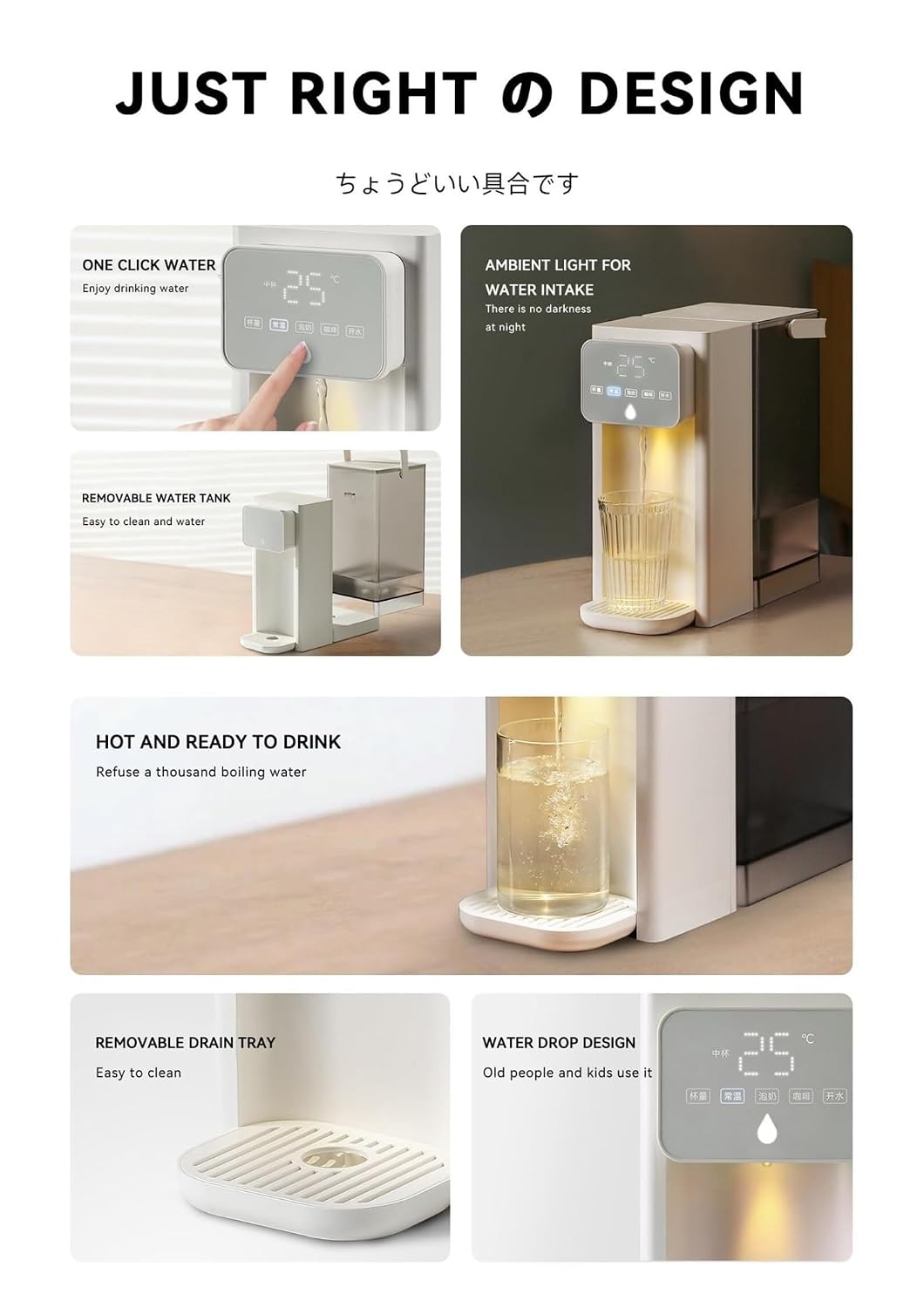 Instant Hot Water Dispenser, 3L Countertop Water Boiler with 4 Temperature Settings & 3 Outputs, 3-Second Quick Heating, 2000W for Tea, Coffee, Baby Formula, LED Touch Screen, Child Lock