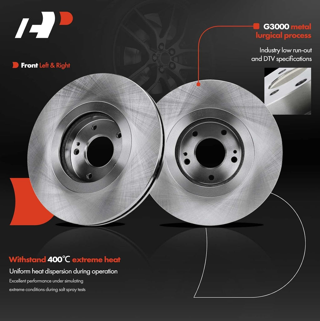 A-Premium 13.31 in (338.20 mm) Front Vented Disc Brake Rotors + Ceramic Pads Kit Compatible with Select Hyundai Models - Santa Fe 2013-2016, Santa Fe XL 2015-2016, 6-PC Set