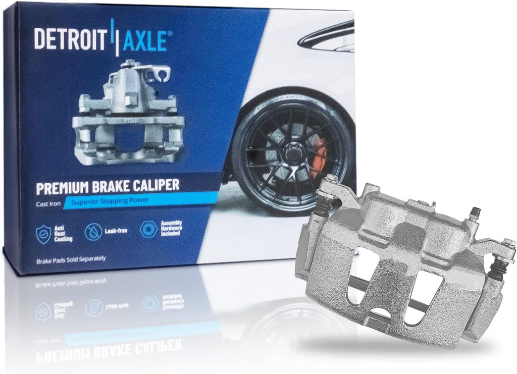 Detroit Axle - Front Brake Kit for Chrysler Town & Country Pacifica Voyager Dodge Grand Caravan Ram C/V Drilled & Slotted Brake Rotors Brake Pads Left Brake Caliper Replacement