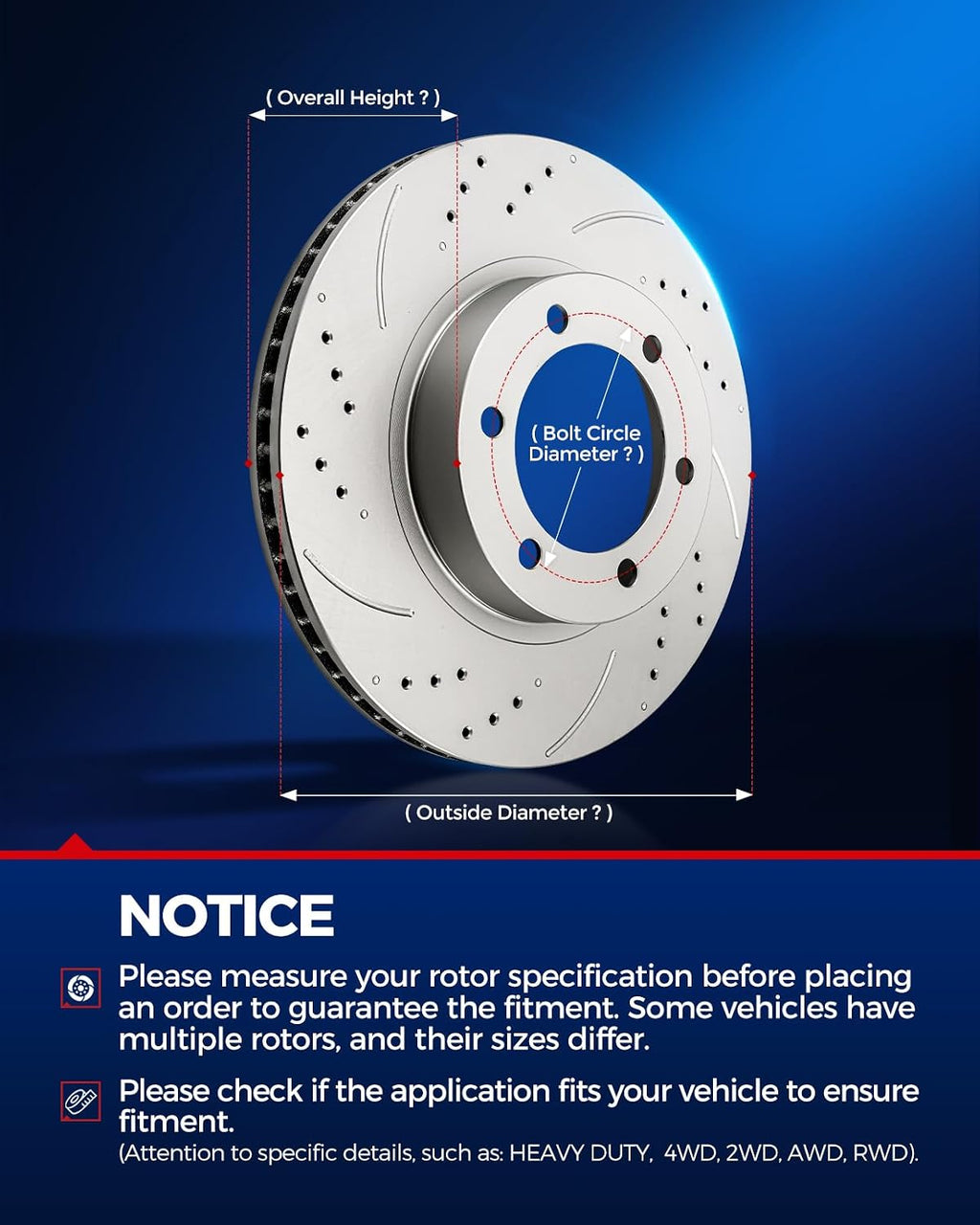KAX Rear Brake Kit, Drilled and Slotted Brake Rotors, Ceramic Brake Pads | Fits Jeep Grand Cherokee 2011-2020, Dodge Durango 2011-2020, Automotive Replacement Brake Kit