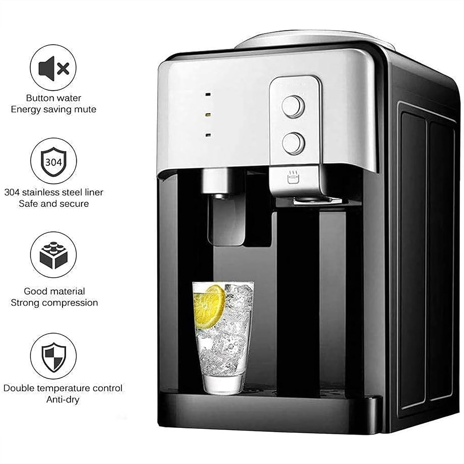 Freestanding Bottled Water Dispenser, High Capacity Electric Dispenser with Ice, Hot, Cold 3 Functionand Stainless Steel Inner Container