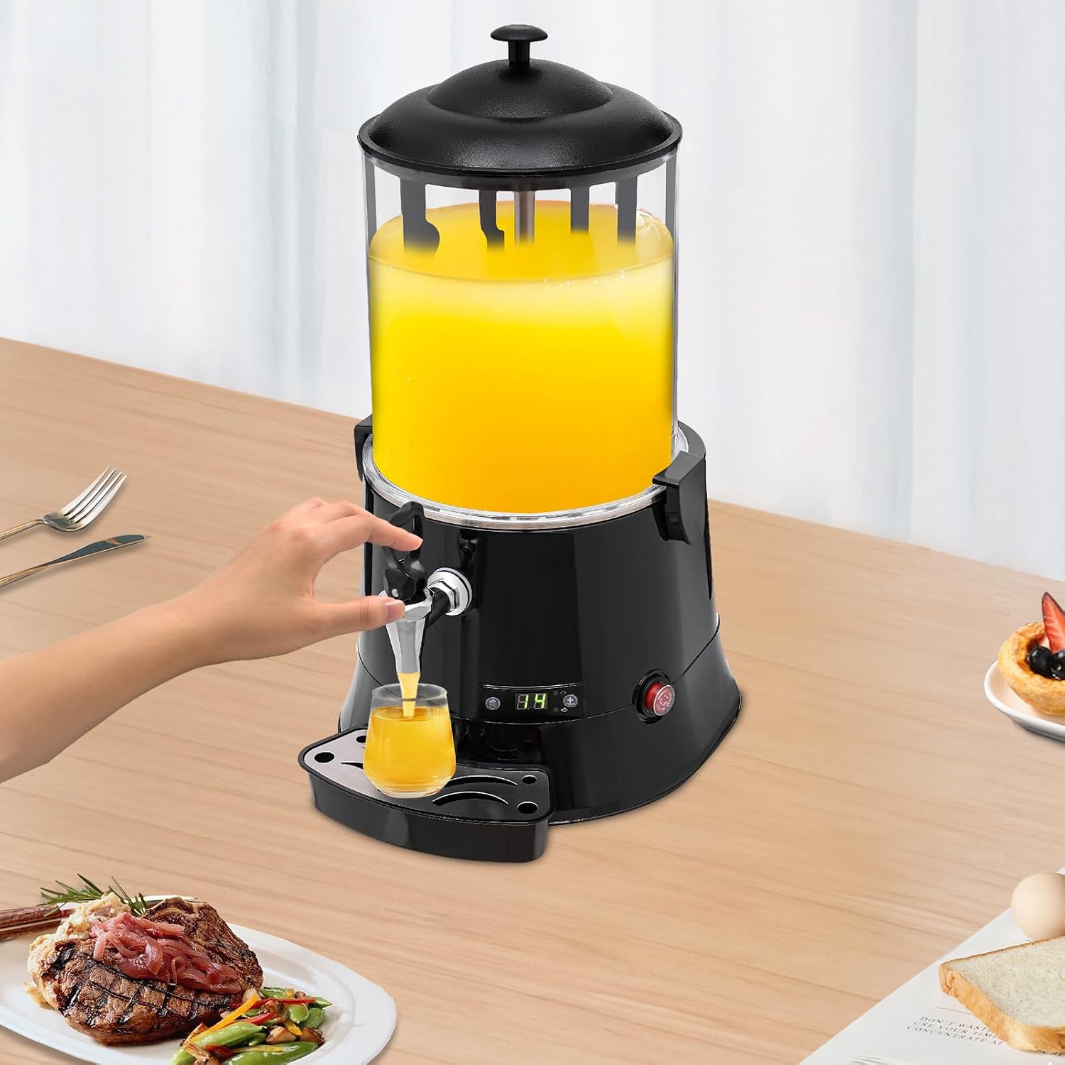 Hot Chocolate Machine, 10L/2.6Gal Commercial Hot Chocolate Machine Maker and Dispenser with Water Catching Tray,Temperature Control,400W Hot Beverage Warmer Dispenser for Heating Coffee, Milktea