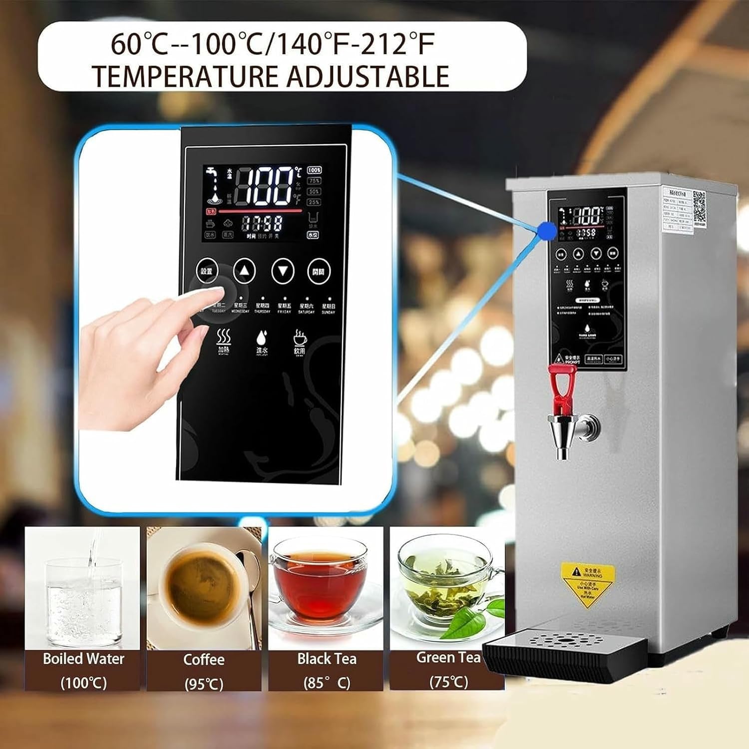 Commercial Hot Water Dispense Boiler,Stainless Steel Drinking Hot Water Boiling Machine,Coffee Making Water Heater for Tea Coffee/Dessert Shop Hotel(Black)