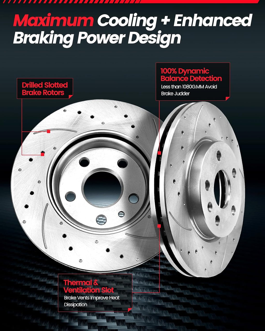 Front Brake Pads And Rotors Kit Compatible With 2012-2021 Jeep Grand Cherokee, 350mm(13.8in), Heavy Duty Brakes, without police package, Automotive Replacement Brake Kits Drilled And Slotted