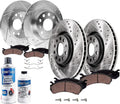 Detroit Axle - 1.4L Brake Kit for Volkswagen 2019-2020 Jetta, Drilled Slotted Brake Rotors Ceramic Brakes Pads Replacement : 11.34 inch Front and 10.71 inch Rear Rotors