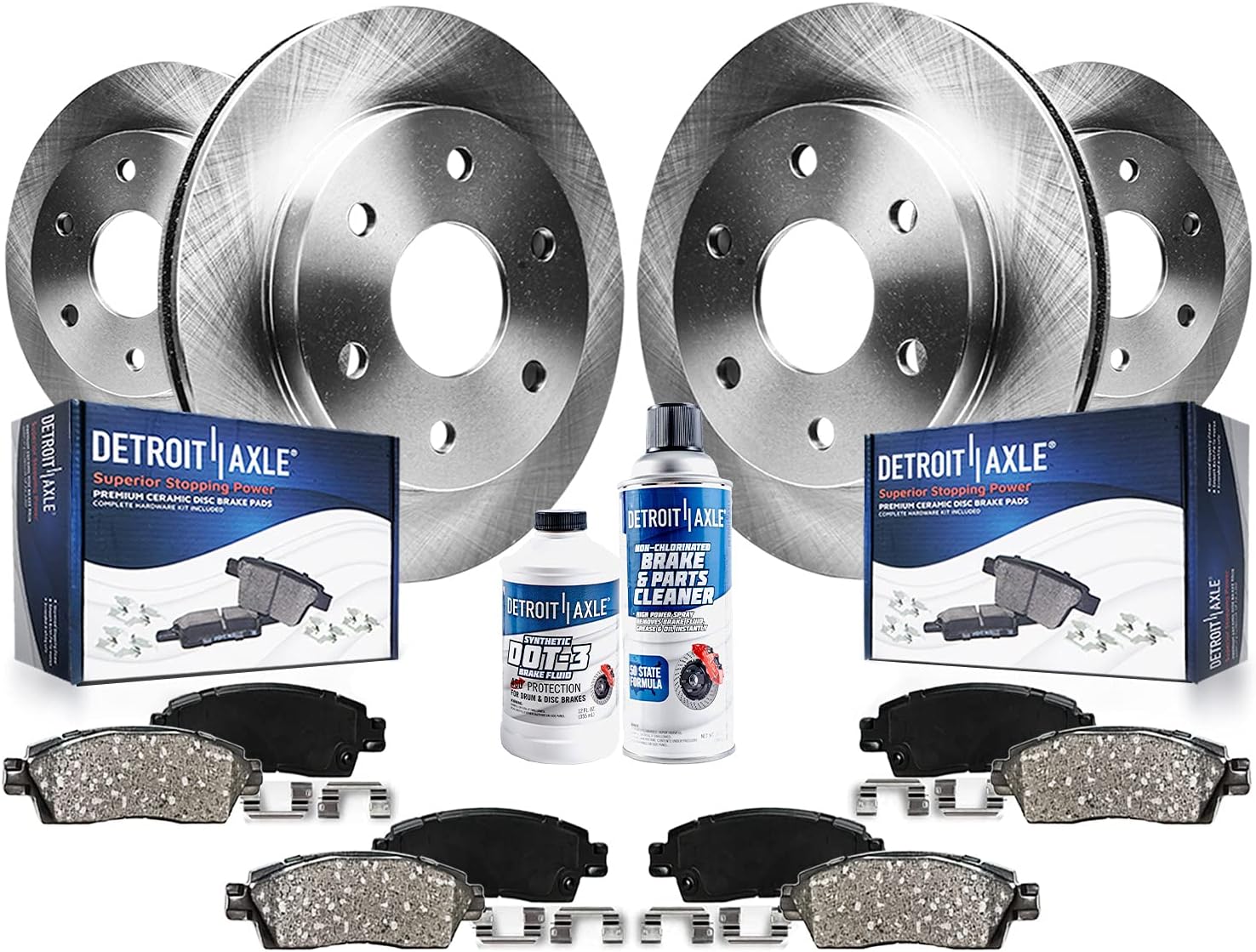 Detroit Axle - Brake Kit for Ford 2015 2016 2017 F-150 [Electronic Parking Brakes], Disc Brake Rotors Ceramic Brakes Pads with Hardware Replacement : 13.78' inch Front and 13.23' inch Rear Rotor