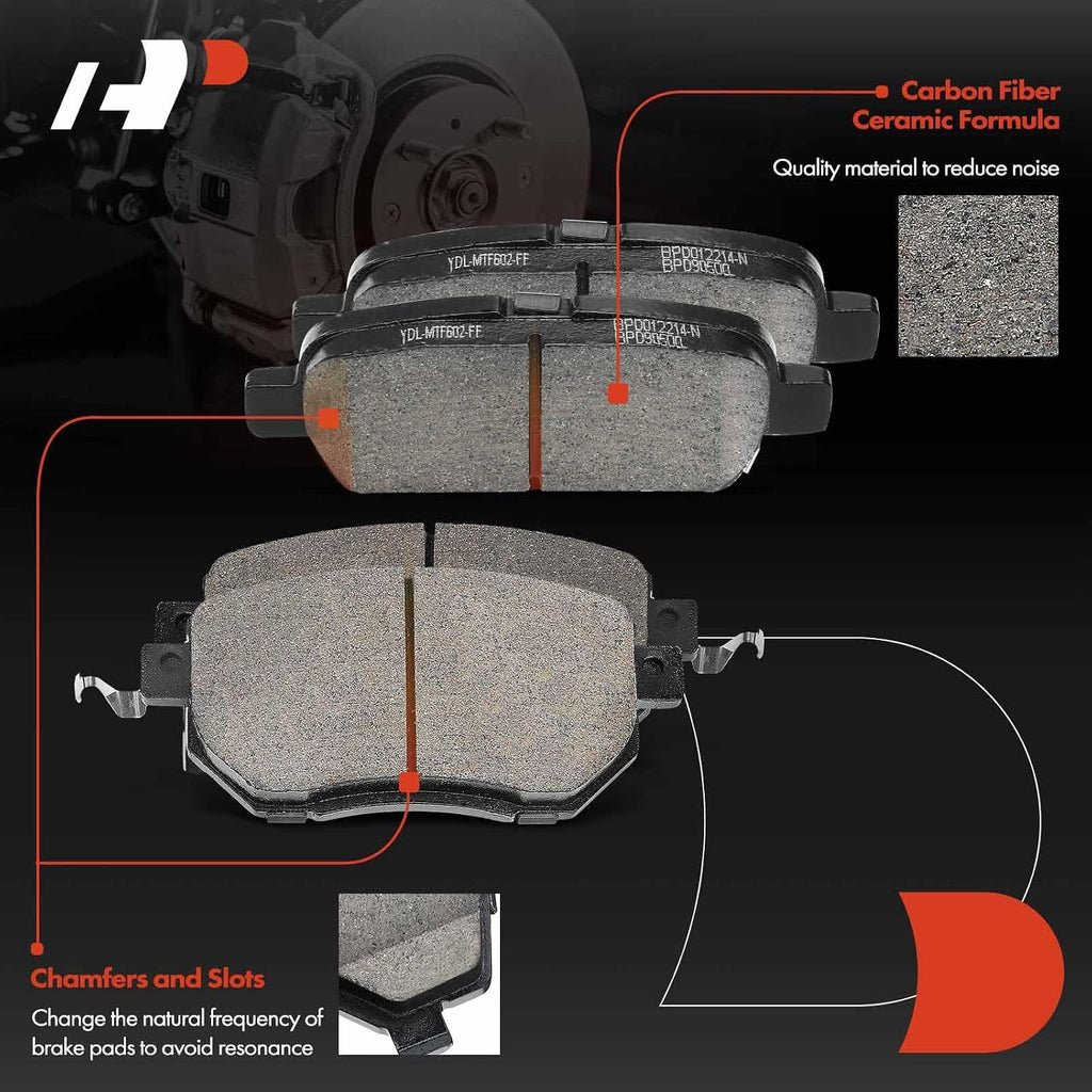 A-Premium Front Vented & Rear Solid Disc Brake Rotors + Ceramic Pads Kit Compatible with Select Nissan Models - Altima 2004-2008, Maxima 2006, 12-PC Set