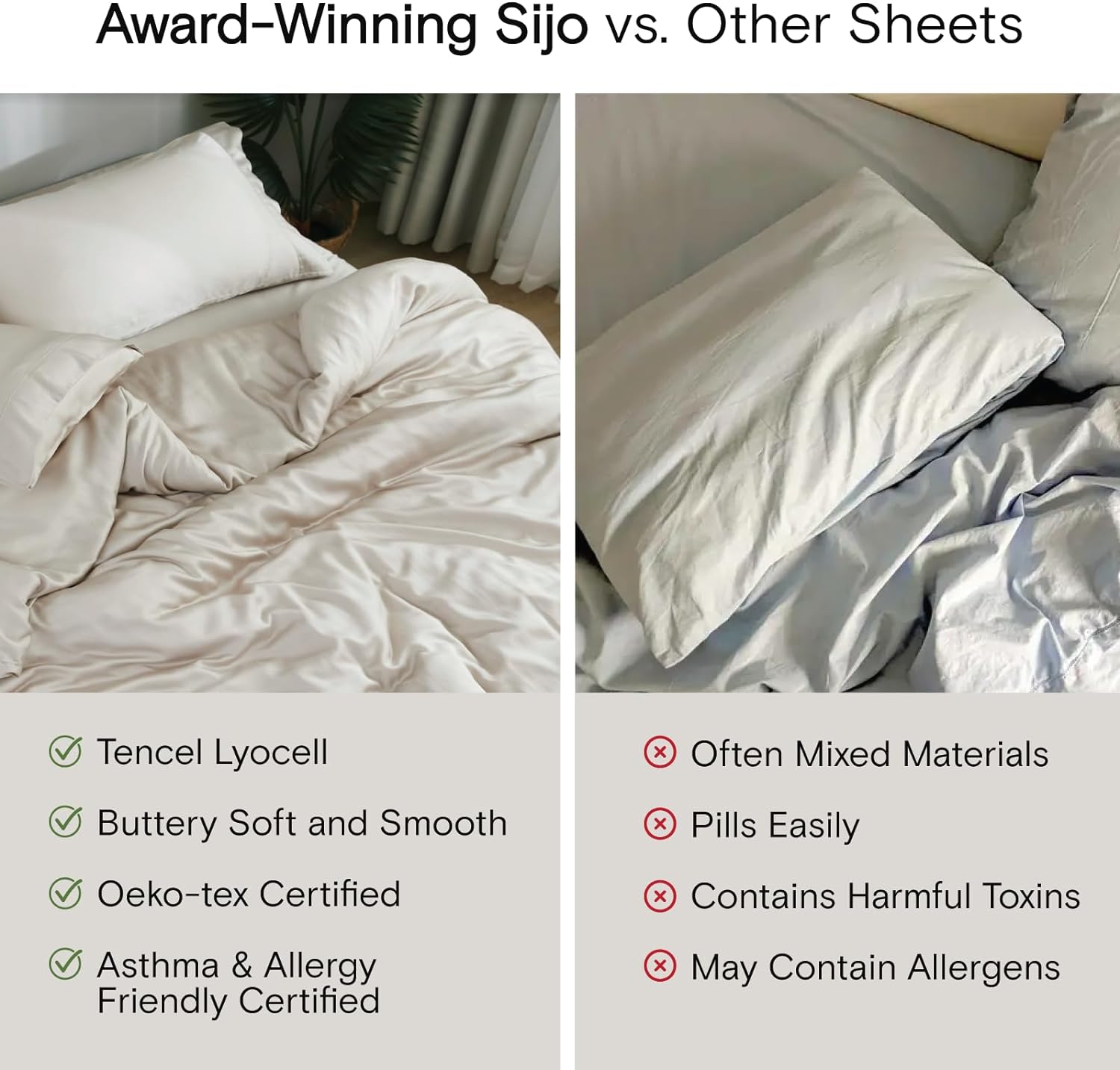 Sijo AiryWeight Tencel Sheet Set, 100% Lyocell Derived from Eucalyptus, Buttery Soft, Architectural Digest Best Cooling Sheets Winner - 4pc - 2 Pillowcases 1 Fitted 1 Top (Storm, Cal King)
