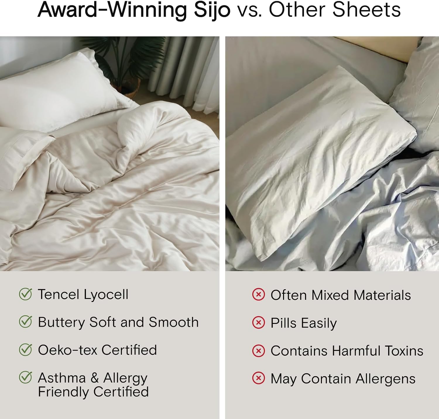 Sijo AiryWeight Tencel Sheet Set, 100% Lyocell Derived from Eucalyptus, Buttery Soft, Architectural Digest Best Cooling Sheets Winner - 3pc - 2 Pillowcases 1 Fitted (Storm, Cal King)