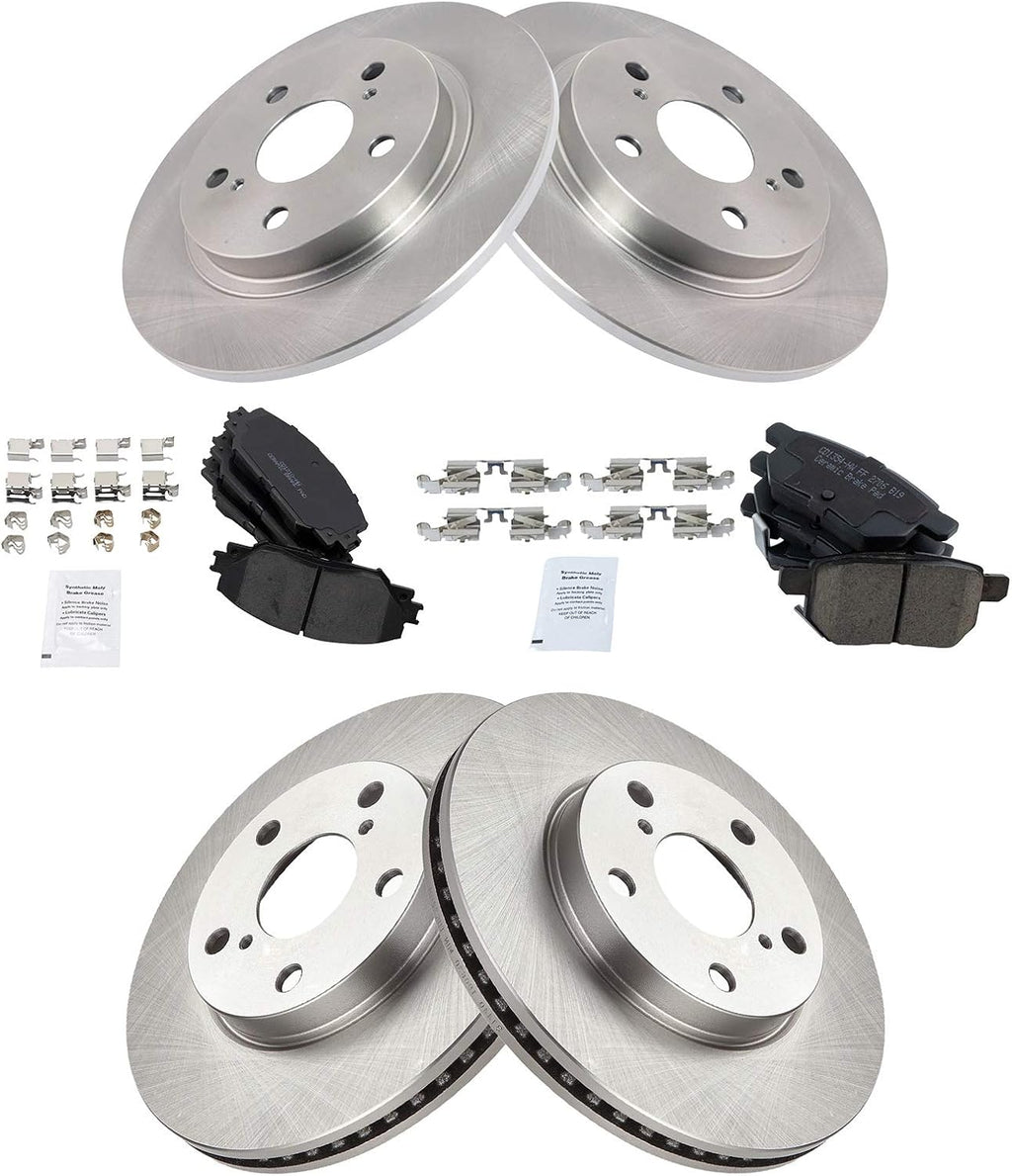 TRQ Front and Rear Ceramic Brake Pad and Rotor Set Compatible with 2008-2015 Scion xB