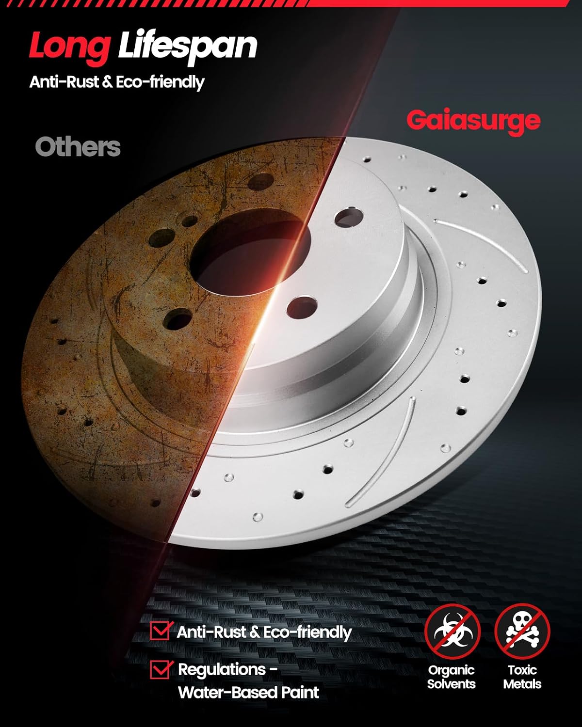 Rear Automotive Replacement Brake Kit, Drilled Slotted Brake Rotors Kit Compatible with 2008-2012 Jeep Liberty, 2007-2011 Dodge Nitro|Anti-Rust Geomet Coated|316mm(12.4in)|D1274-8390 & 53044
