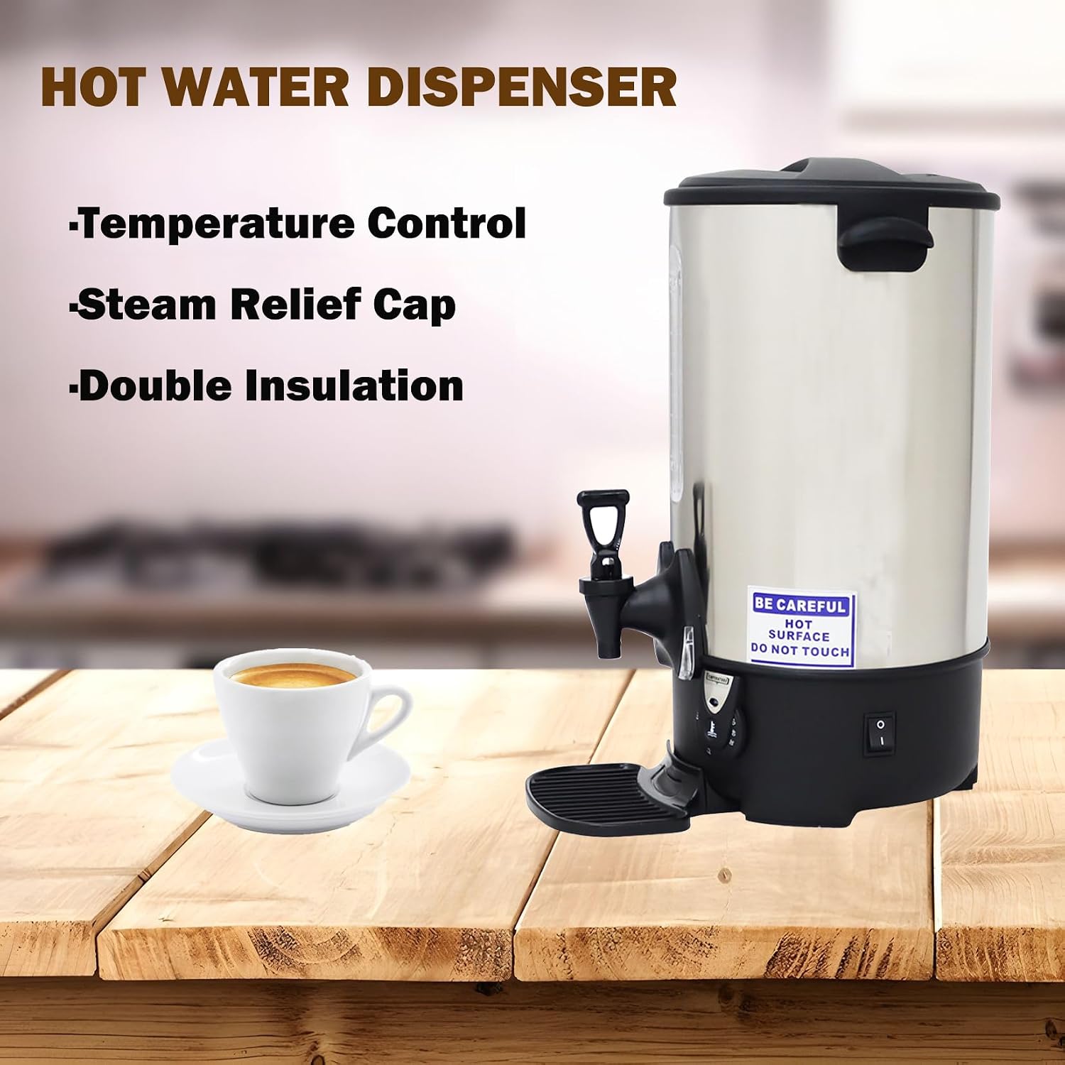 110V Stainless Steel Large Capacity Hot Water Dispenser Commercial Electric Water Boiler Office Kitchen Electric Kettle 21.7L