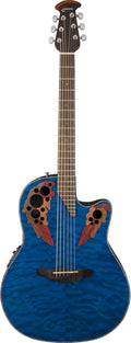 Ovation CE44P-8TQ Acoustic-Electric Guitar, Trans Blue Quilt Maple