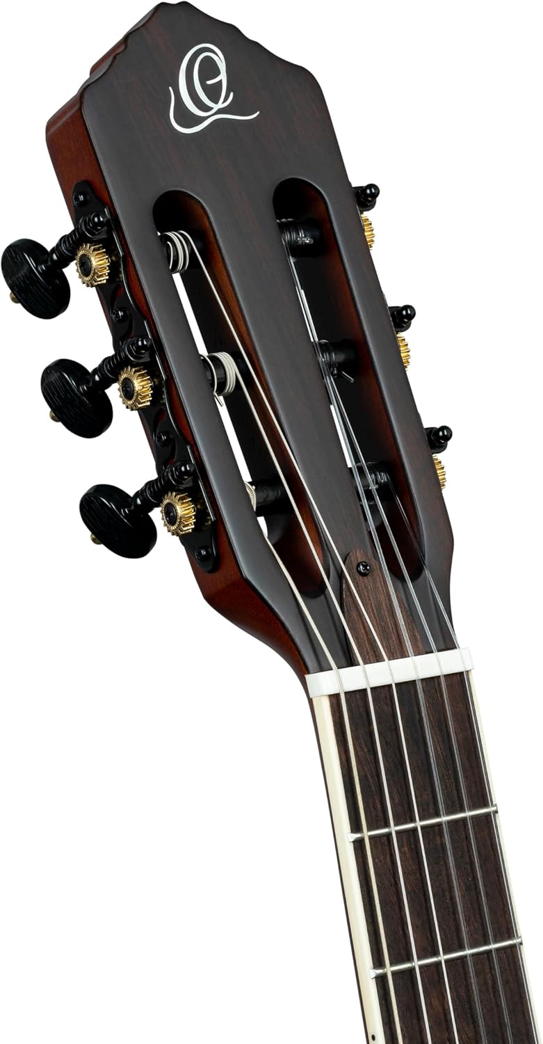 Ortega TourPlayer Standard Thinline Crossover Nylon-String Electric Guitar w/Pro gig bag, Satin Black (RTPSTD-SBK)