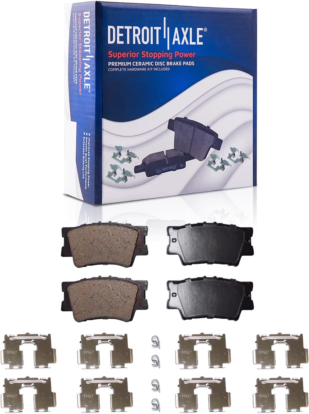 Detroit Axle - Rear Brake Kit for 2007-2012 Lexus ES350 2008-2011 Toyota Avalon 2007-2011 Camry, 2009 2010, Drilled & Slotted Rotors Brake Pads Right Brake Caliper Replacement- 5pc Set