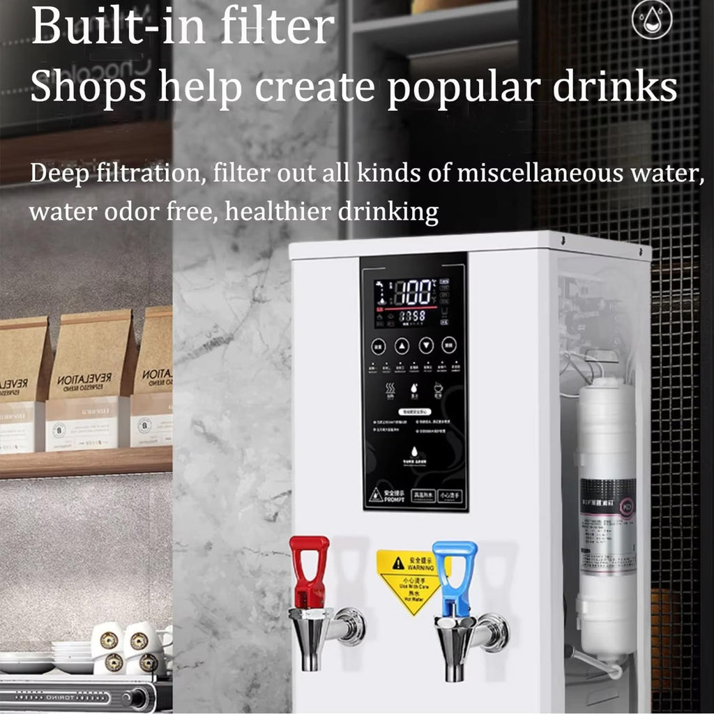 45l Commercial Hot Water Dispenser, with LCD Display, Stainless Steel Material, Automatic Water Supply, Step-Heating, Adjustable Time and Temperature,White-110V
