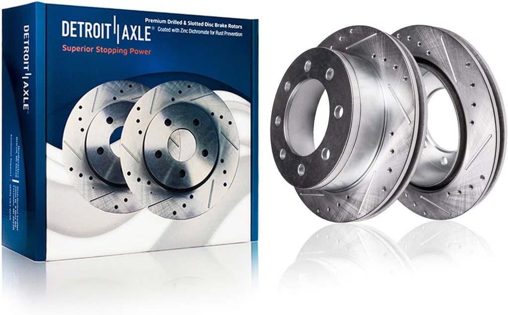 Detroit Axle - Wheel Bearing Hubs Brake Kit for 1999-2004 Ford F-250 F-350 Super Duty 2000-2002 Excursion Front Rear Brake Rotors Brakes Pads Front Wheel Bearing Hubs Replacement : 13.03' inch Rotor