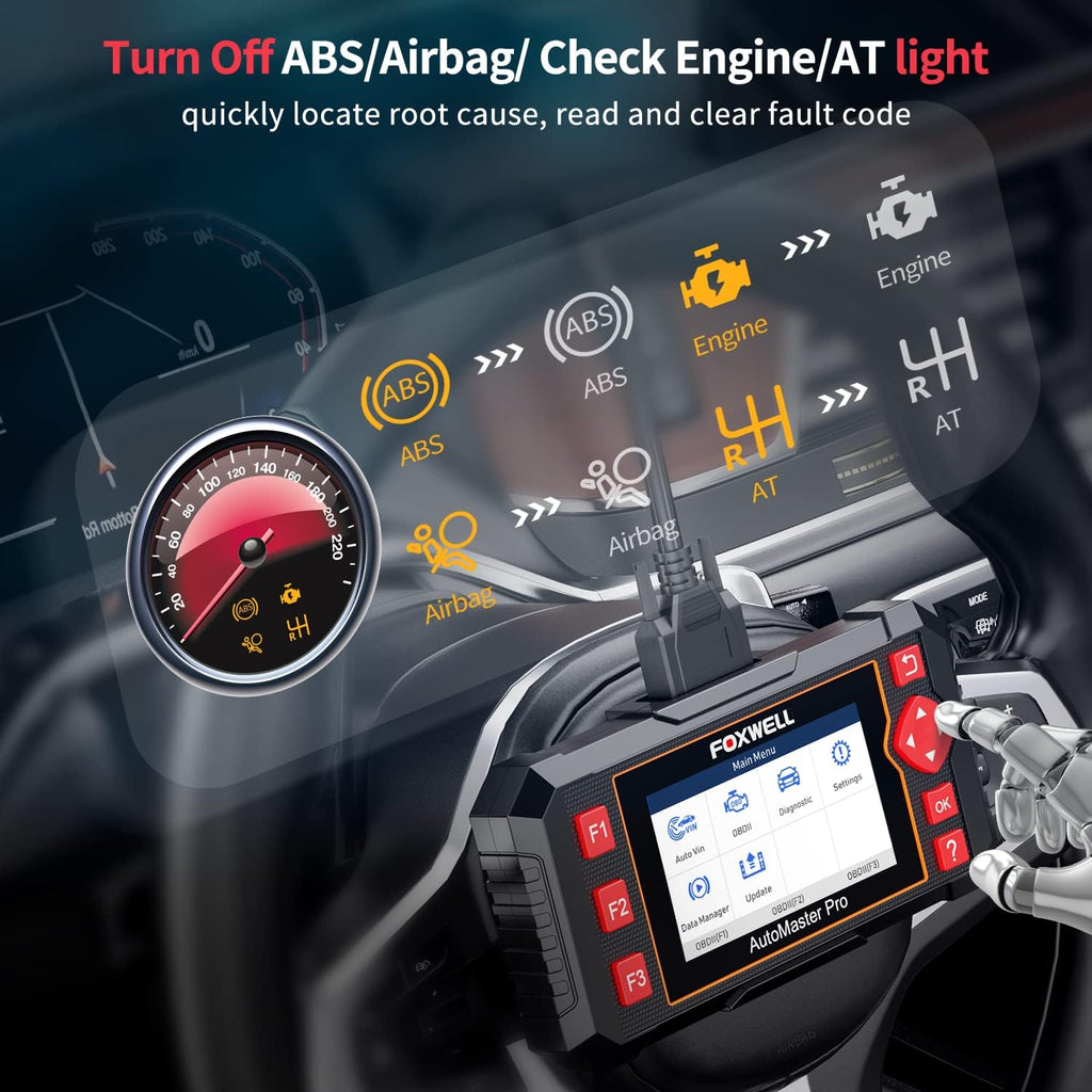 FOXWELL Car Scanner NT604 Elite OBD2 Scanner ABS SRS Transmission, Check Engine Code Reader for Cars and Trucks, Diagnostic Scan Tool with SRS Airbag, Automotive Diagnostic Tool with Live Data