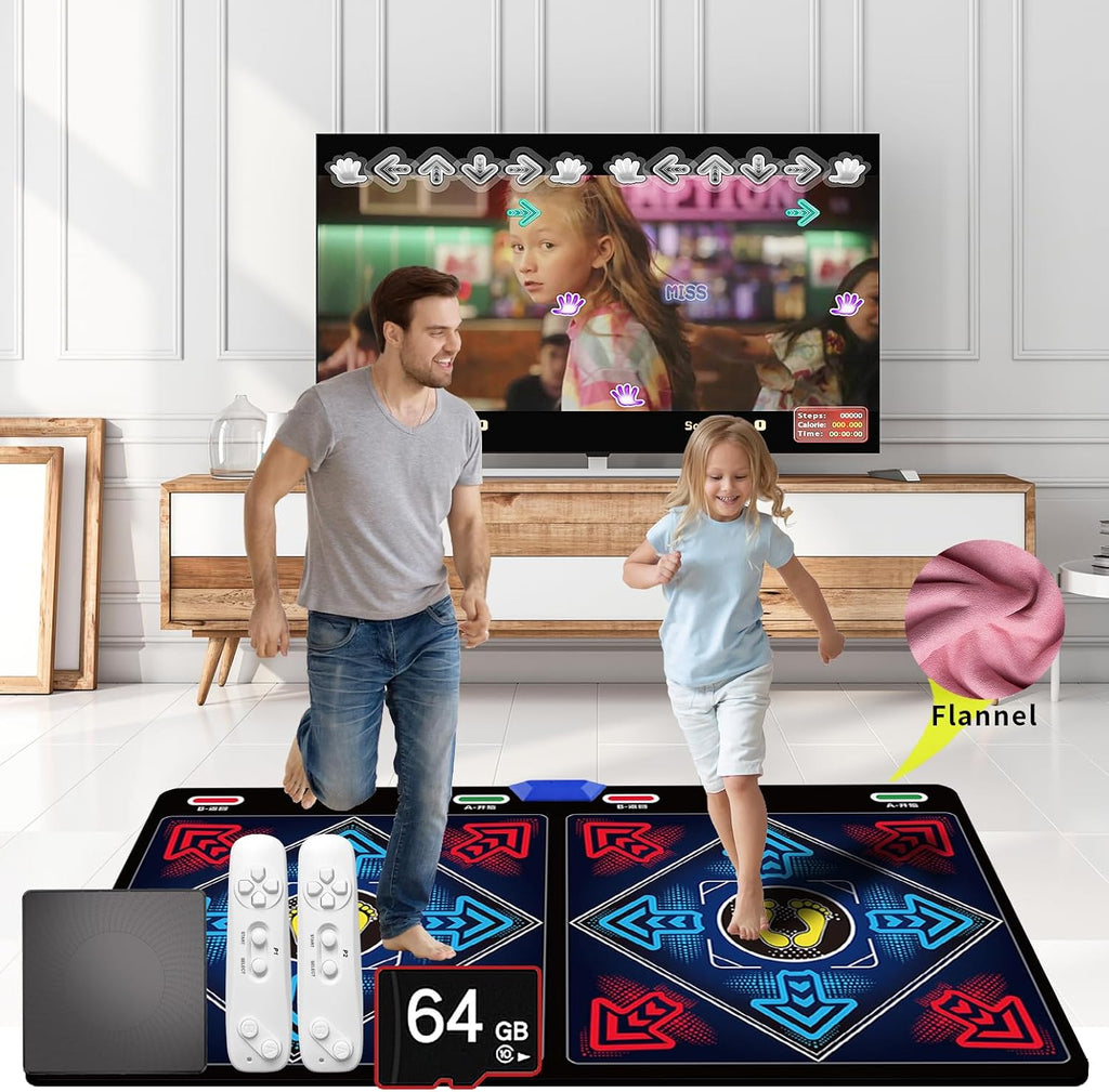 Music Dance Mat for Kids & Adults,Fitness Dance Game Mat for TV Use,64GB Memory Card, 899 Games, 650 Songs & 75 Music Videos,Premium Soft Flannel Material,Home Exercise Gift for Children