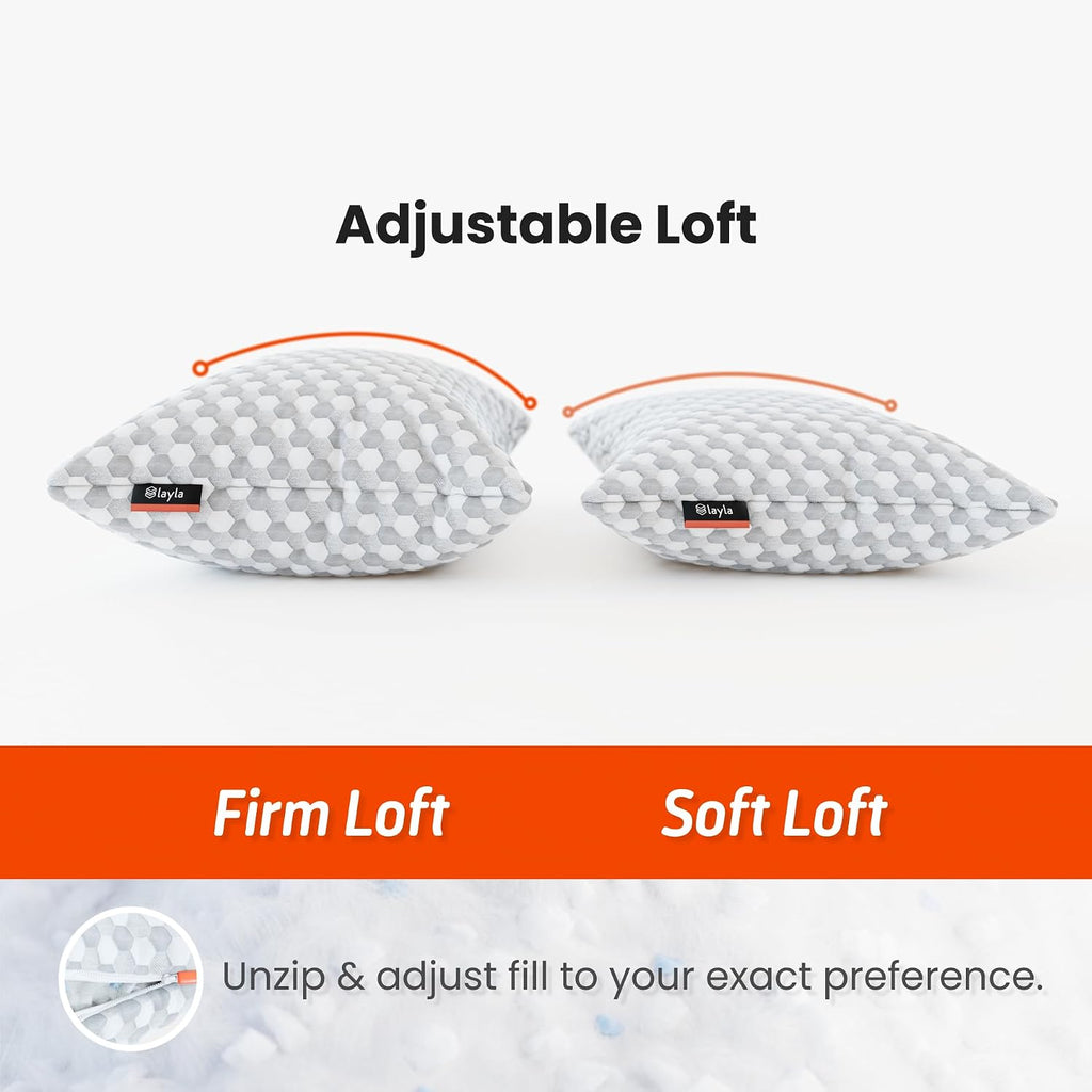 Layla Sleep, Adjustable Fill Kapok Pillow, Luxurious Cooling Pillow, Queen (Single), Supportive for Head, Neck, Fully Adjustable, Natural Material that is Light and Airy. Sleep Better-Kapok Pillows