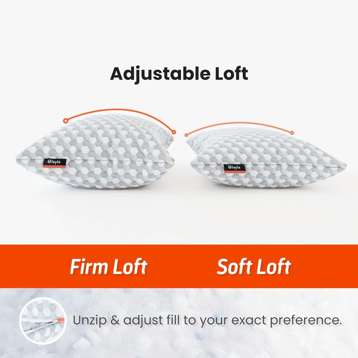 Layla Sleep, Adjustable Fill Kapok Pillow, Luxurious Cooling Pillow, King (Single), Supportive for Head and Neck, Fully Adjustable, Natural Material that is Light and Airy. Sleep Better-Kapok Pillows