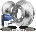 Detroit Axle - Front Brake Kit for 2011-2019 Chevy GMC Silverado Sierra 2500 3500 HD 16-19 Suburban 3500 HD Drilled & Slotted Disc Brake Rotors Replacement Ceramic Brakes Pads