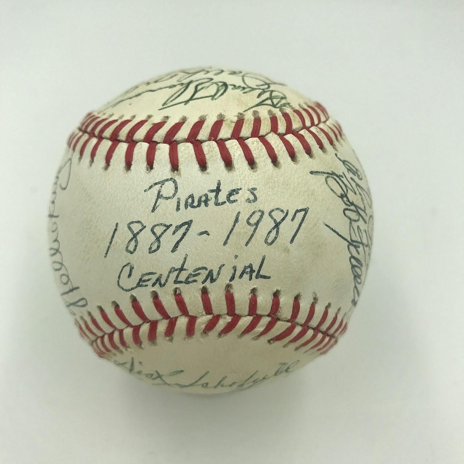 1887-1987 Pittsburgh Pirates Centennial Game Used Signed Baseball 17 Signatures - MLB Game Used Baseballs