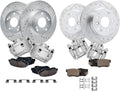 Detroit Axle - Brake Kit for 03-11 Honda Element, Front and Rear 11.10 inch Drilled & Slotted Brake Rotors Ceramic Pads Disc Brakes Calipers 2003 2004 2005 2006 2007 2008 2009 2010 2011 Replacement