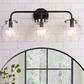 KSANA Black Bathroom Light Fixtures, 3 Light Matte Black Vanity Lights for Bathroom with Seeded Glass Globe, 22' Modern Farmhouse Bathroom Lights Over Mirror
