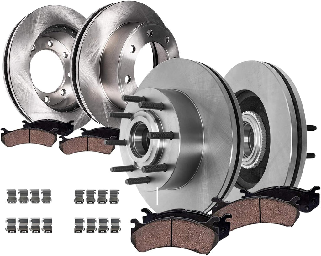 Detroit Axle - 8pc RWD Brake Kit for 2012-2022 Ford F-250 Super Duty 2013-2022 F-350 Super Duty Disc Brake Rotors Ceramic Brakes Pads Replacement : 14.29' inch Front and Rear Rotors