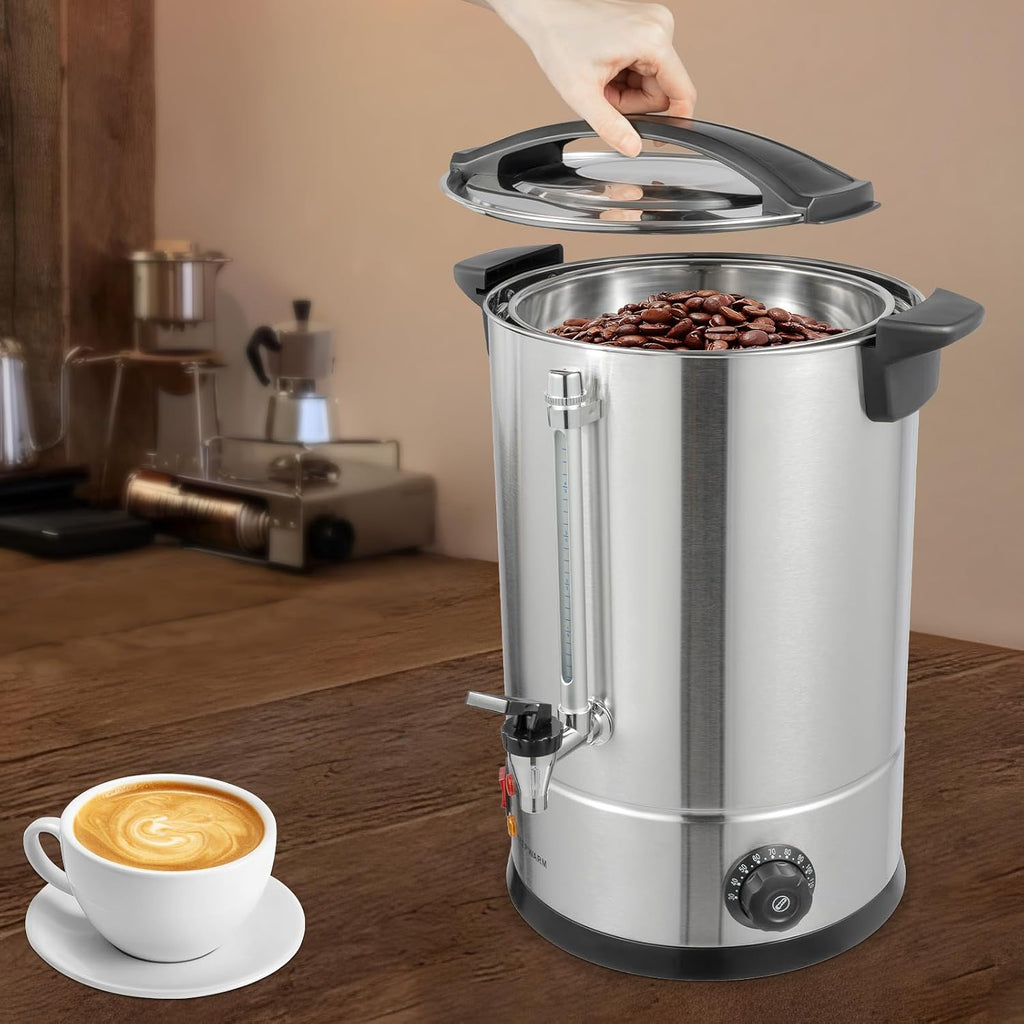 12L WantJoin Electric Heating Beverage Dispenser, 1500W Hot Drink Dispenser 304 Stainless Steel Interior Insulated Beverage Heaters Cold & Hot Water Dispenser with Spigot for Coffee Tea Milk