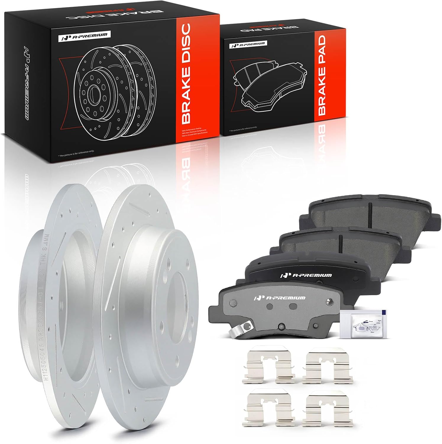 A-Premium 10.31″ (262mm) Rear Disc Brake Rotors + Ceramic Pads Kit Compatible with Select Hyundai and Kia Models - Elantra, Elantra Coupe/GT, For Veloster, Forte, Forte Koup, Forte5, Soul