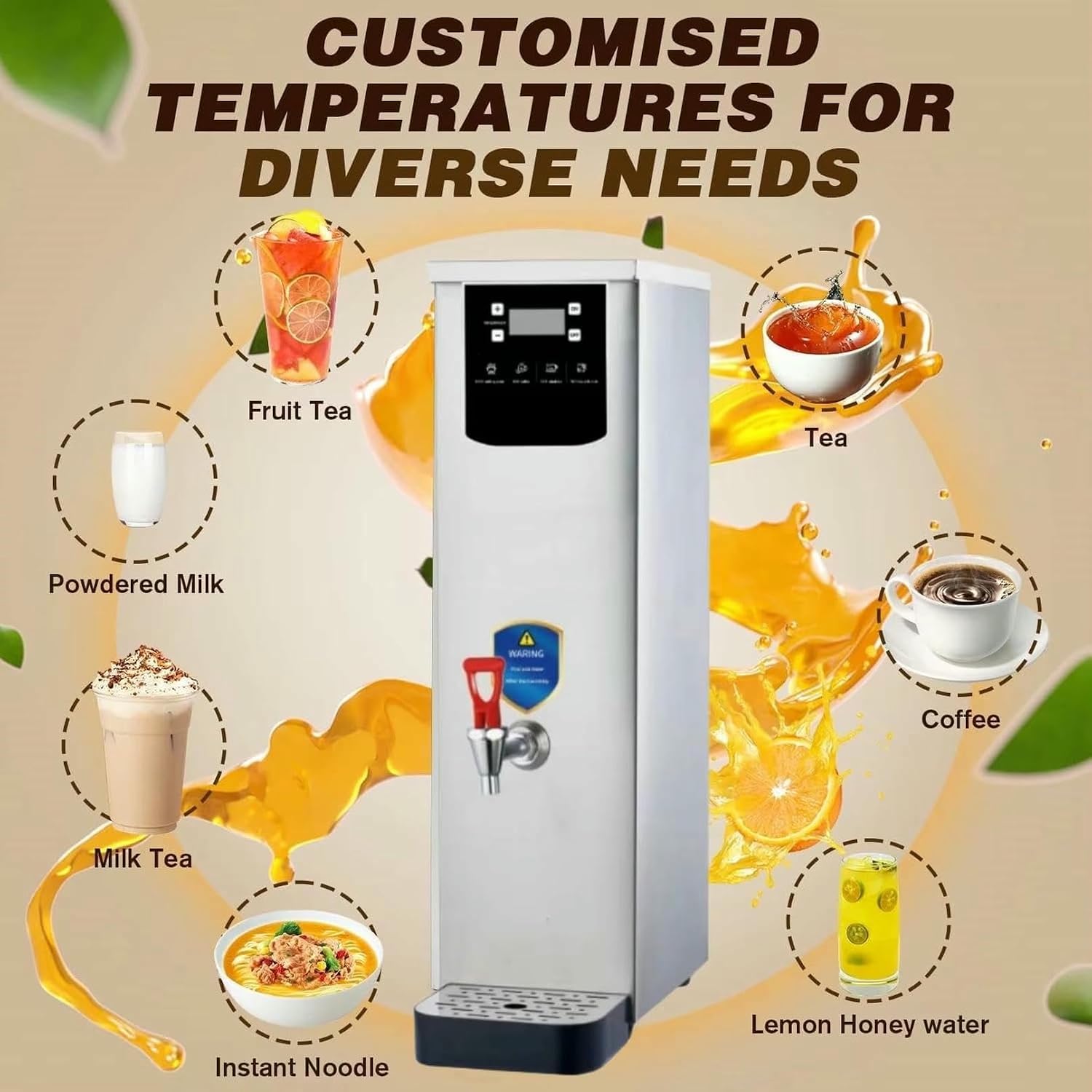 Commercial Hot Water Boiler,2.5KW Stainless Steel Instant Hot Water Boiling Machine with Digital Control Panel,Coffee Making Water Heater for Offices,Restauran(Silver 20L)