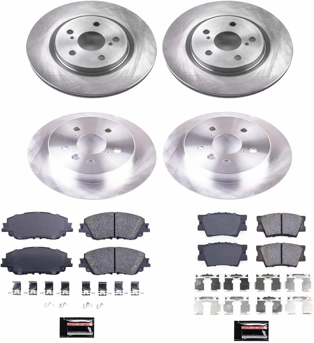 PowerStop Front and Rear Brake Kit for Toyota Camry 2018-24 - Z17 Ceramic Brake Pads & Disc Rotors Replacement, KOE7931