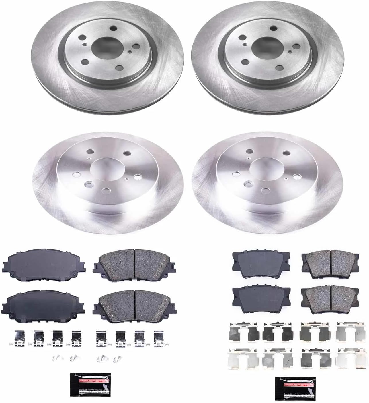 PowerStop Front and Rear Brake Kit for Toyota Camry 2018-24 - Z17 Ceramic Brake Pads & Disc Rotors Replacement, KOE7931