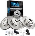TRQ Front and Rear Ceramic Brake Pad and Rotor Set Compatible with 00 Subaru Outback, 00-01 Legacy with 277mm Diameter Front Rotors, 02 Legacy L 277mm Diameter Rotors