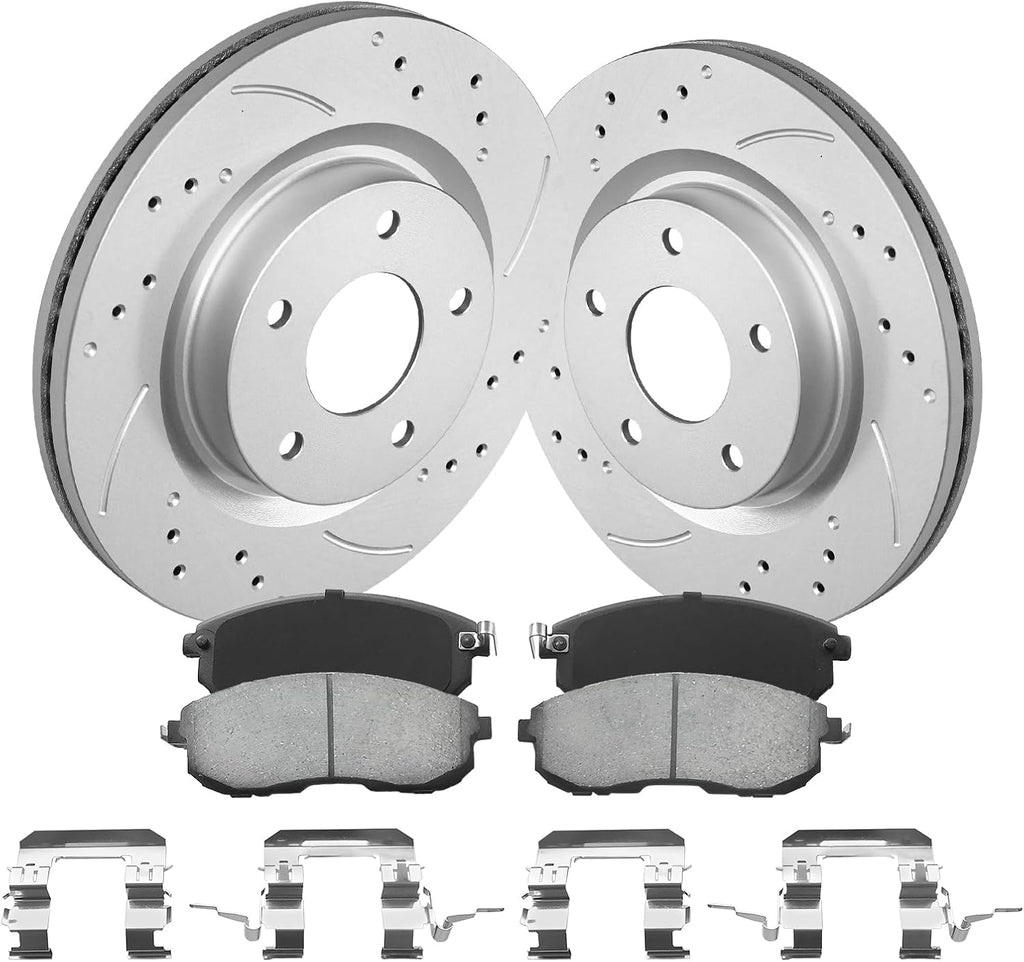 Front Brake Kit, Brake Rotors and Ceramic Brake Pads Compatible with 2007-2013 Nissan Altima|Anti-Rust Geomet Coated |295.8mm(11.6in)|31464 & D815A-7783 |Front Brake Rotors