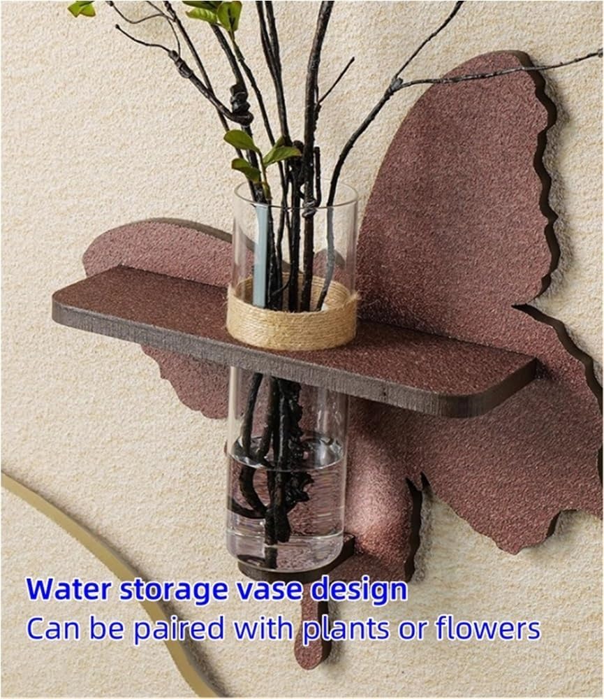 Double Layer Sandstone Decorative Painting, Luminous Wall Art Sculpture, Modern Wall Decoration with Vase for Porch, Hall(Brown,Small)