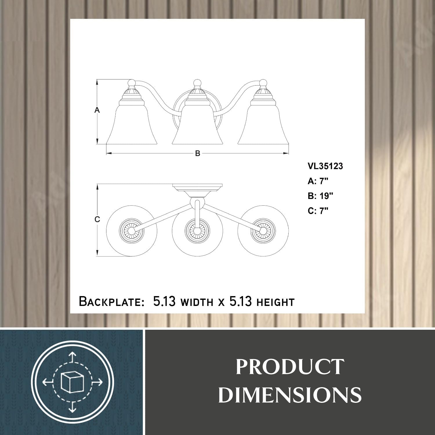 VAXCEL Standford 3-Light 19 inch Wide Oil Burnished Bronze Traditional Bathroom Vanity Lighting Fixture, White Alabaster Glass Shade, Dimmable, LED Compatible, Over The Mirror Mounted Wall Sconce