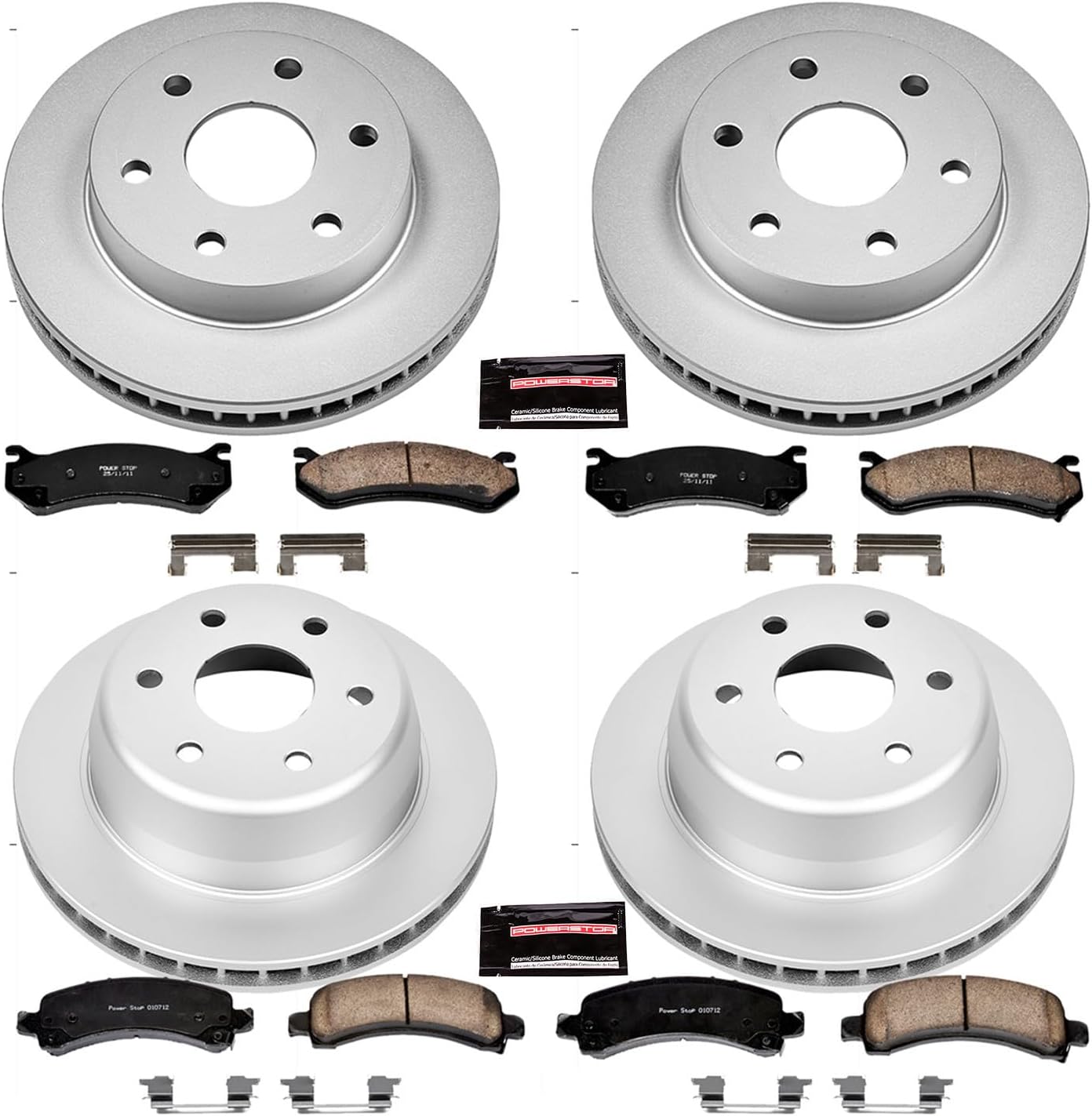 PowerStop Front and Rear Brake Kit for Cadillac Escalade 2003-06 |Chevrolet Avalanche 1500 2003-06 |Express 1500 2003-08 - Fully-Coated Disc Rotors with Z17 Ceramic Brake Pads Replacement, CRK2016
