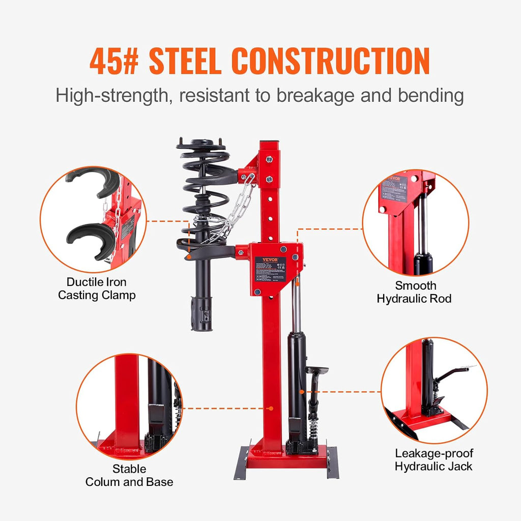 VEVOR Hydraulic Strut Spring Compressor - 4.5 Ton/9920 LBS Jack Capacity, 1 Ton Rated Compression Force, Auto Coil Tool for Removing