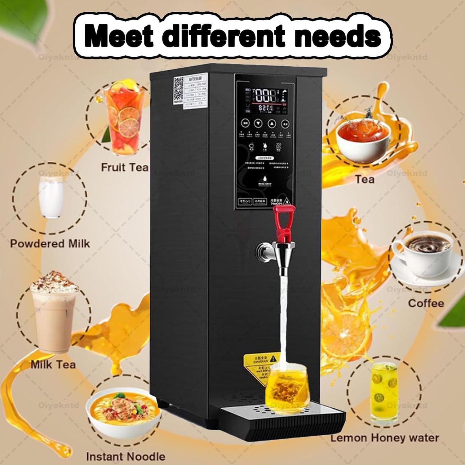 Instant Hot Water Dispenser, Automatic Commercial Hot Water Pot with Filter Lcd Display Water Boiler Desktop Electric Hot Water Boiler with Spout for Coffee Home Office Black