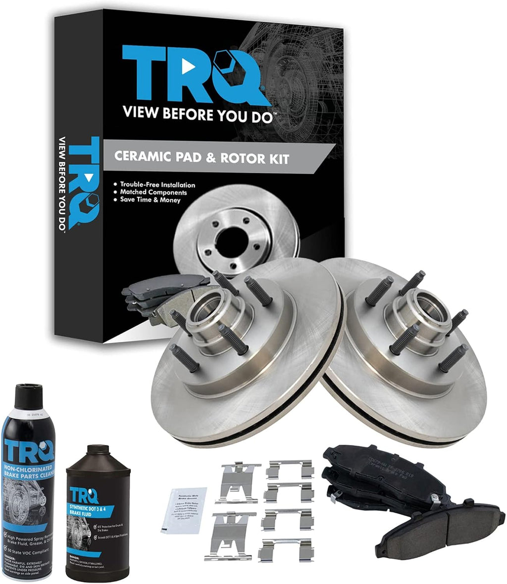 TRQ Front Brake Pad & Rotor Kit, with Chemical Kit Ceramic Compatible with 2000-2003 Ford F-150 2004 F-150 Heritage 2002 Lincoln Blackwood