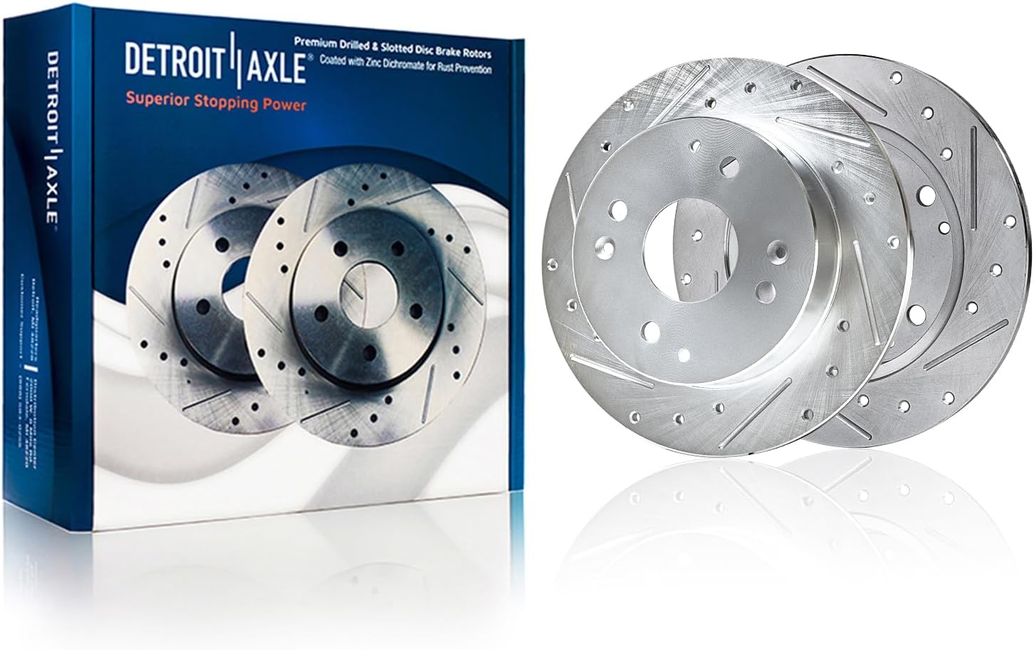 Detroit Axle - Brake Kit for Acura 1997 CL, 1991-1997 Honda Accord Drilled and Slotted Disc Brake Rotors Ceramic Brakes Pads Replacement: 10.24' inch Front and Rear Brake Rotors