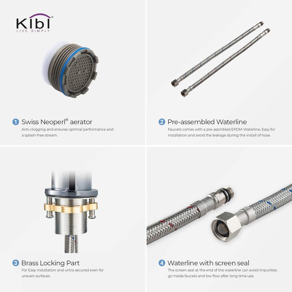 KIBI KBF1009 Solid Brass Single Handle Single Hole Circular Faucet for Bathroom Sink with Pop Up Drain | High Arc Faucet Spout Design | Rust and Corrosion Resistant | Chrome Finish